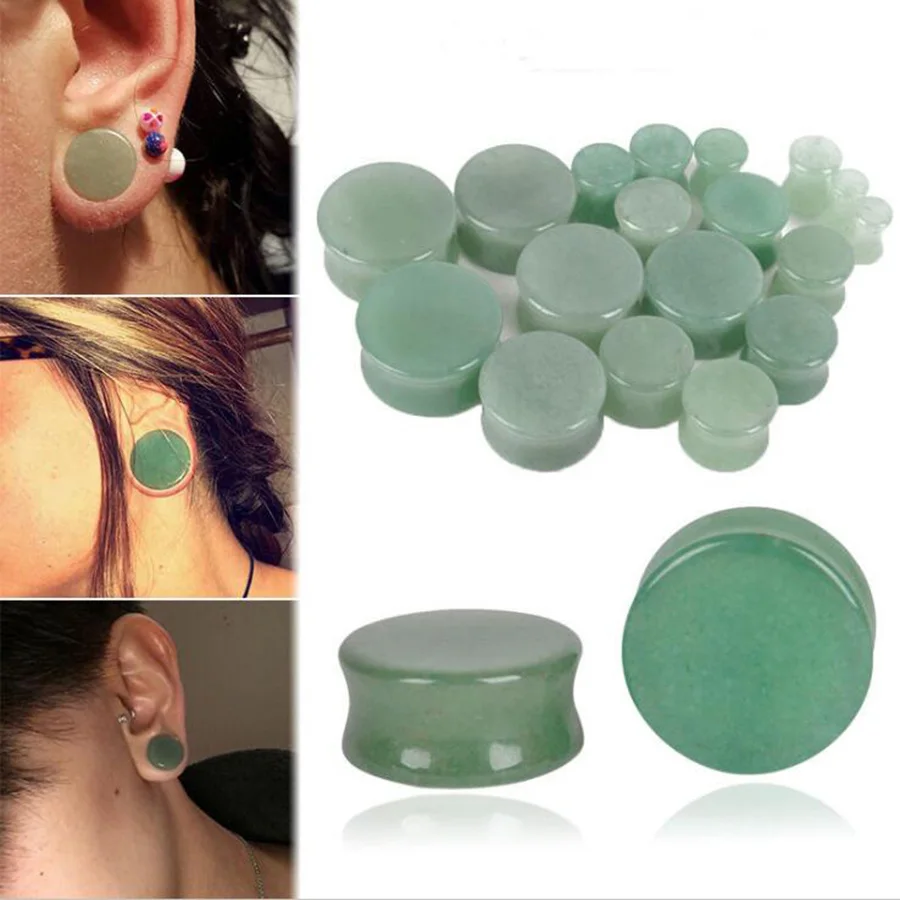 DC 2pcs Natural Stone Ear Plug Piercing Flesh Ear Stretchers Plugs and