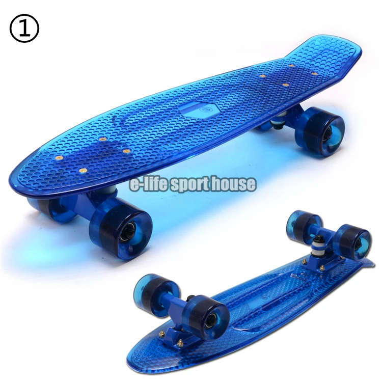 Penny Board 22 Style Skate PP Transparent Blue Skateboard Deck & Blue Longboard Wheels Mini Cruiser Skate _ - AliExpress Mobile