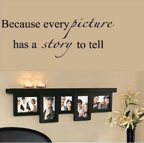

Because Every Picture Has A Story To Tell Quotes Wall Stickers Living Room Bedroom Decor Vinyl Home Characters Mural Art Decals