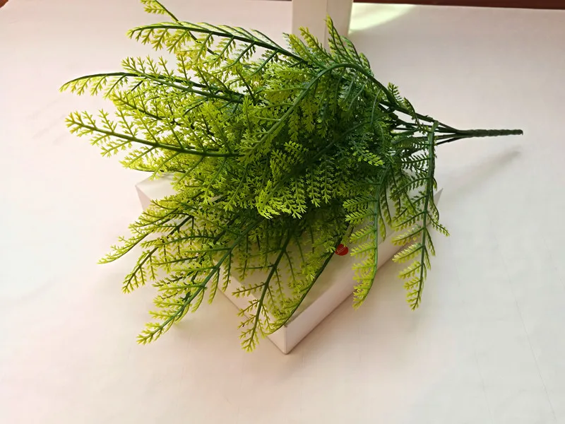 7-вилка зеленый пластиковая искусственная трава персидские листья растений для Обручение Свадебные украшения дома под листья стол декоры