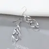 Pendientes de gota de borla trenzados de Plata de Ley 925 para mujeres pendientes colgantes de doble capa de regalo de joyería fina de moda (Centro de Lam fong) ► Foto 3/6