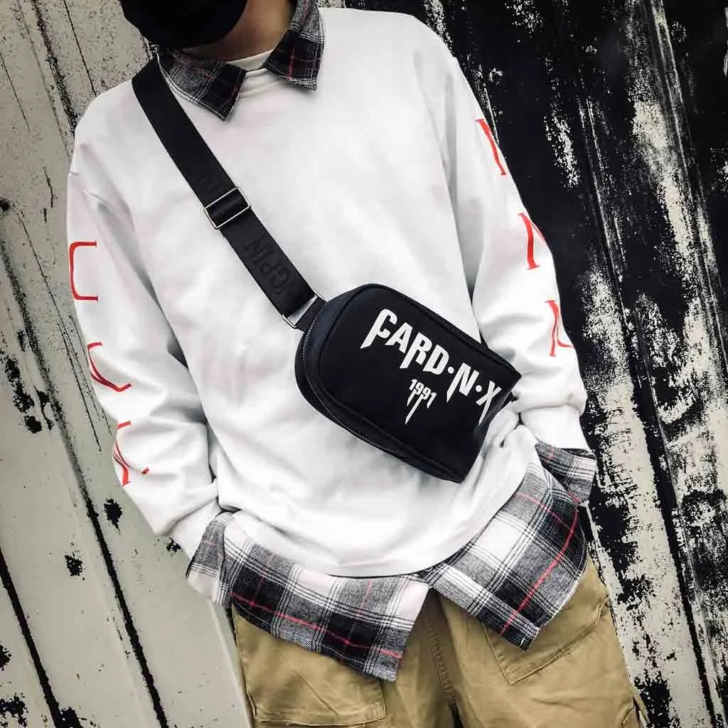 

Splicing Waist Bags Neutral Letters, Casual Fashion Shoulder Bag Chest Rig Bag Rinonera Negra Streetwear Bag *