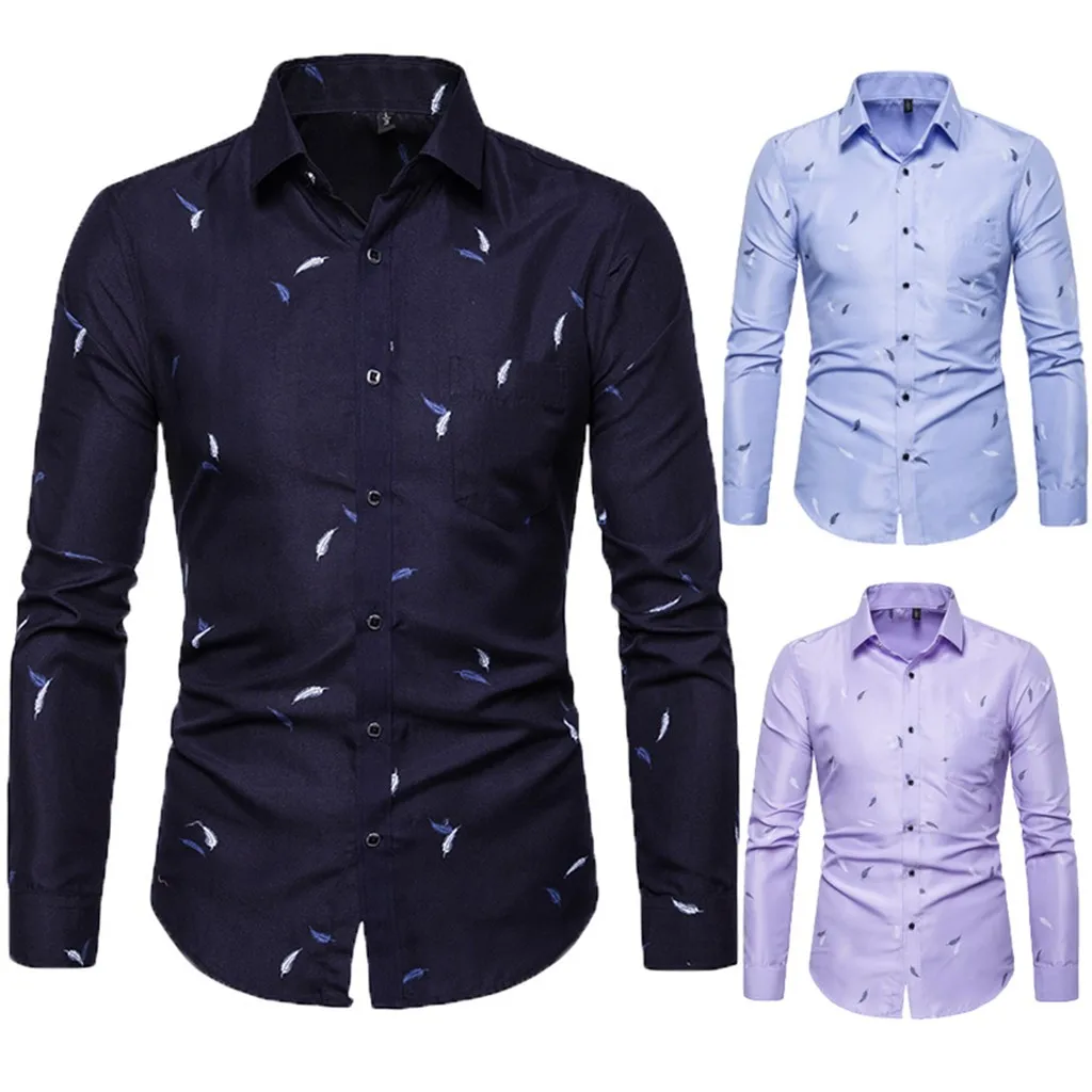 JAYCOSIN рубашка мужская camisa masculina Летние повседневные рубашки модные принтованные с длинным рукавом тонкие деловые платья рубашки Топы рубашка