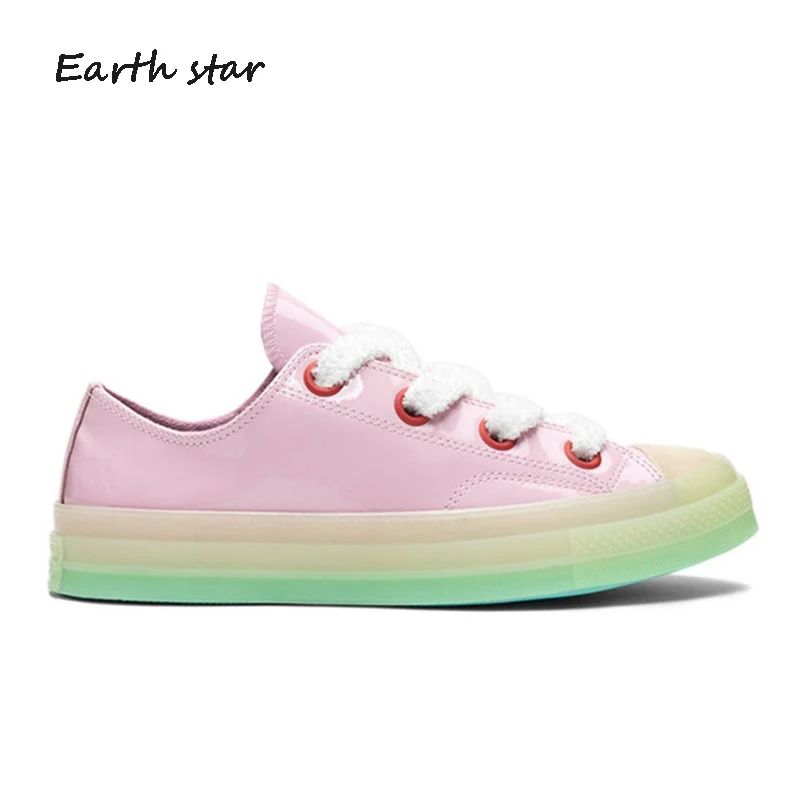

Jelly Shoes Women Sneakers Gradient 2019 Spring zapatos de mujer Brand chaussures femme Patchwork Ladies footware Patent Leather