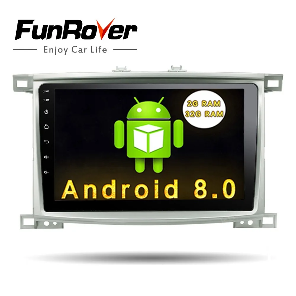 

Funrover Android 8.0 10.1 inch Car DVD Player for Toyota LC 100 Land Cruiser 100 1998 -2006 Car Radio steering wheel control RDS