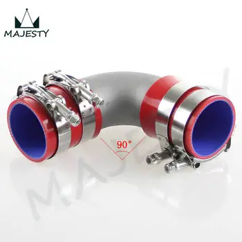 

50mm 2" Cast Aluminum 90 Degree Elbow Pipe Turbo Intercooler+ silicone hose kit RED