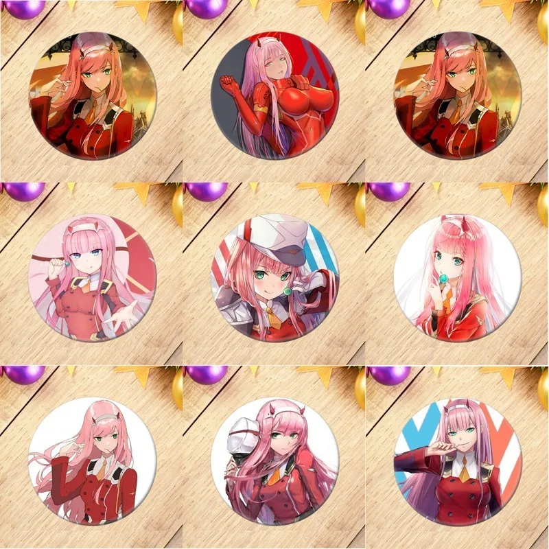 

1pcs Anime figurine DARLING in the FRANXX Cosplay toy Cartoon Zero Two Pretty Brooch Pins Collection figure Badges for Backpacks