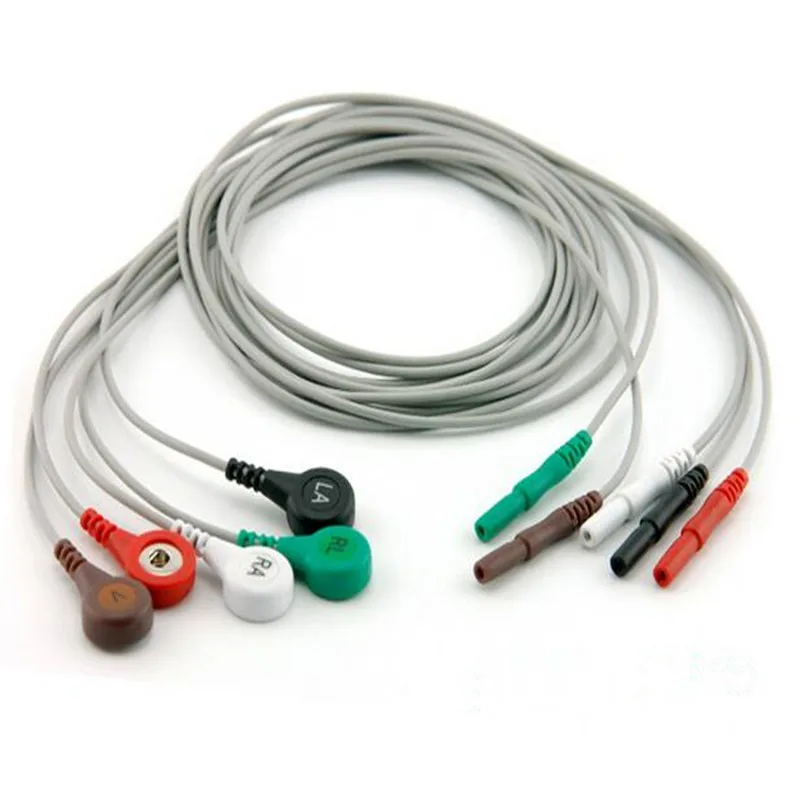 

Free Shipping AAAMI holter recorder ECG leadwire,5 leads,Snap,AHA D1.5 to Snap 4.0 Holter Cables for Holter Machine