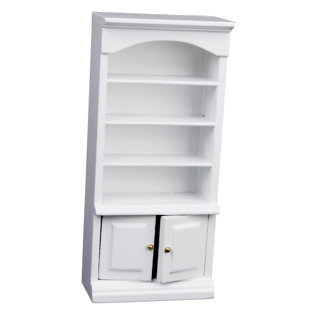 New 1 12 Dollhouse Miniature Furniture White Painted Wooden Bookcase New 1 12 Dollhouse Miniature Furniture White Painted Wooden Bookcase Cabinet Clic Pretend Play Toy For Child Doll House Decor