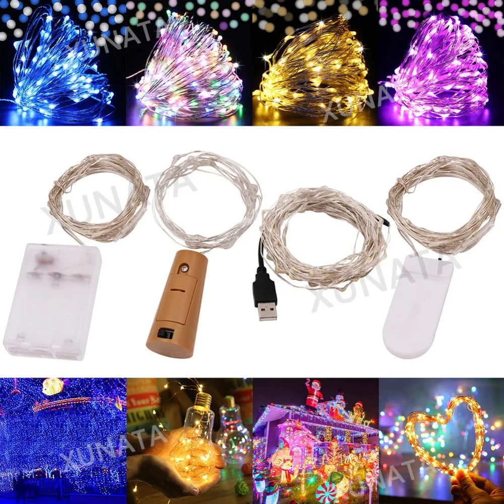 50/100 LED 5M/10MString Light USB Powered Operated Christmas String Fairy Lights