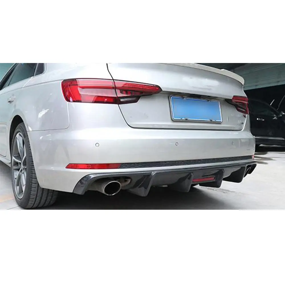 Спойлер из углеродного волокна заднего бампера для губ с подсветкой Audi A4 S4 B9 Sline
