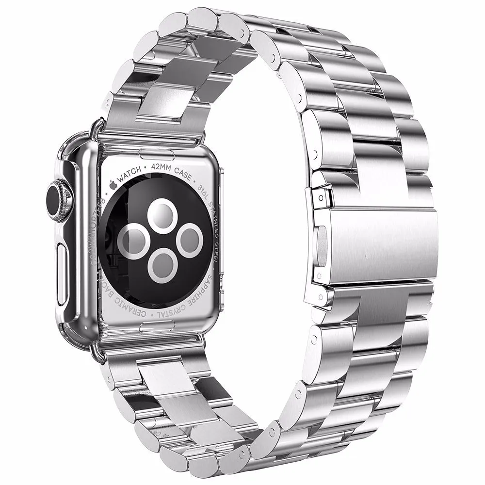 3 точки из нержавеющей стали часы ремешок для Apple Watch серии 2 серии 3 группа бампер чехол для iWatch 42 мм 38 мм браслет