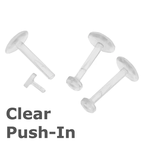 Body Piercing Clear Bio Flexible Retainer Push Fit Lip Piercing Labret 16 Gauge with 2 sizesin