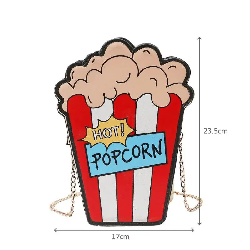 Cartoon Fun Popcorn Shaped Women Shoulder Bags Chain Shoulder Bags Messenger Crossbody Bags Sac A Main Lovely Phone Money Kilala