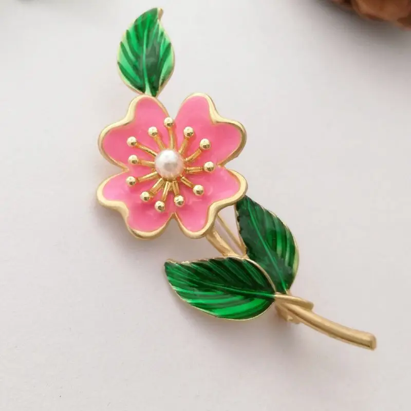 

YDGYFactory Direct Sale Pink / Purple / Red Enameled and Crystal Flowers Brooches For Women Rate