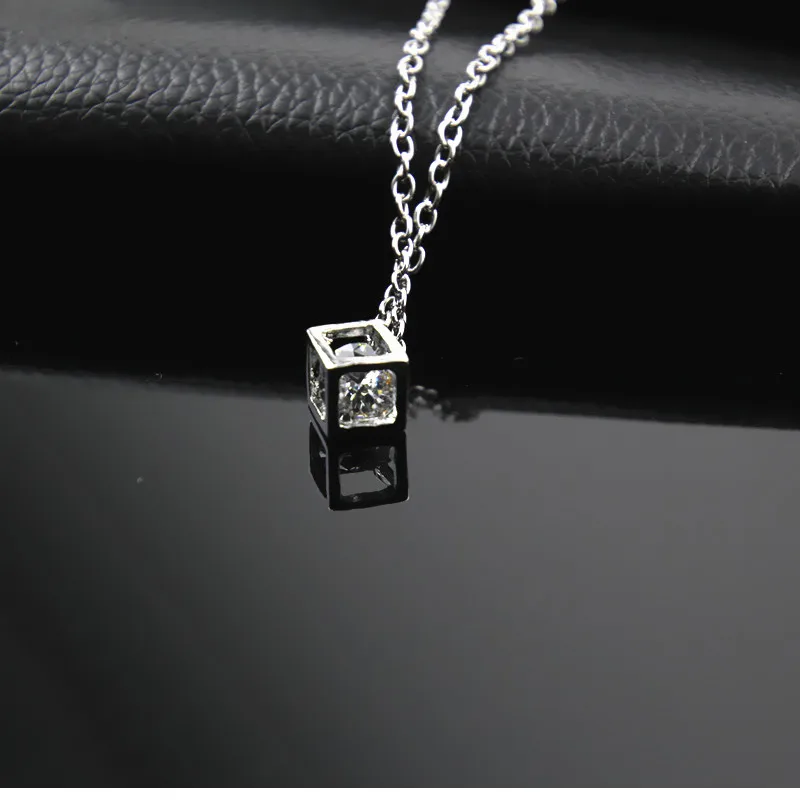 

Simple Style Cubic Zirconia Necklaces &Pendants Silver Color Fashion Jewelry For Women Chain Accessiories X259