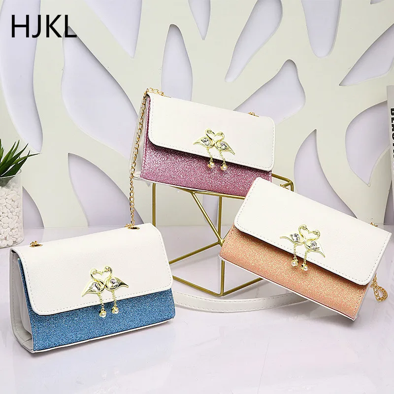 

2020 Color Matching Sequins Chain Bag Korean Version of The Messenger Bag Student Fashion Simple Shoulder Bag Mini Portable Bag