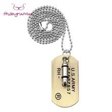 

Army Bullet Dog Tag Pendant Necklace Women Men Punk Rock Hip Hop Chains Stainless Steel Cool Military Card Jewelry For Men Gifts