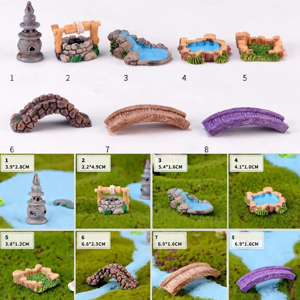 

Miniature Well Pond Bridge Fairy Garden Landscaping Ornament Dollhouse Decoration Accessories Mini Resin Crafts Home Decorations