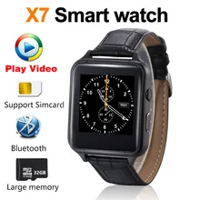 X7 Bluetooth Montre Smart Watch Jouer Vidéo Cadran Synchrone push bracelet En Cuir Mobile Téléphone Smartwatch Répertoire Haute Vitesse CPU A1 Z60