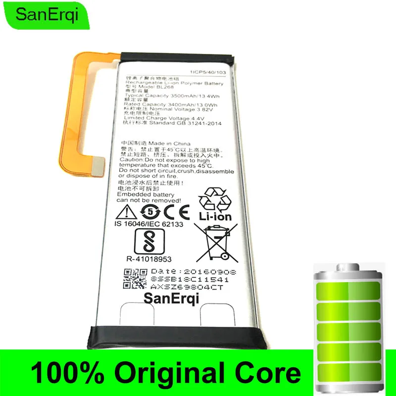 

BL268 For lenovo ZUK Z2 Battery 3500mAh Full Capacity New Tested SanErqi