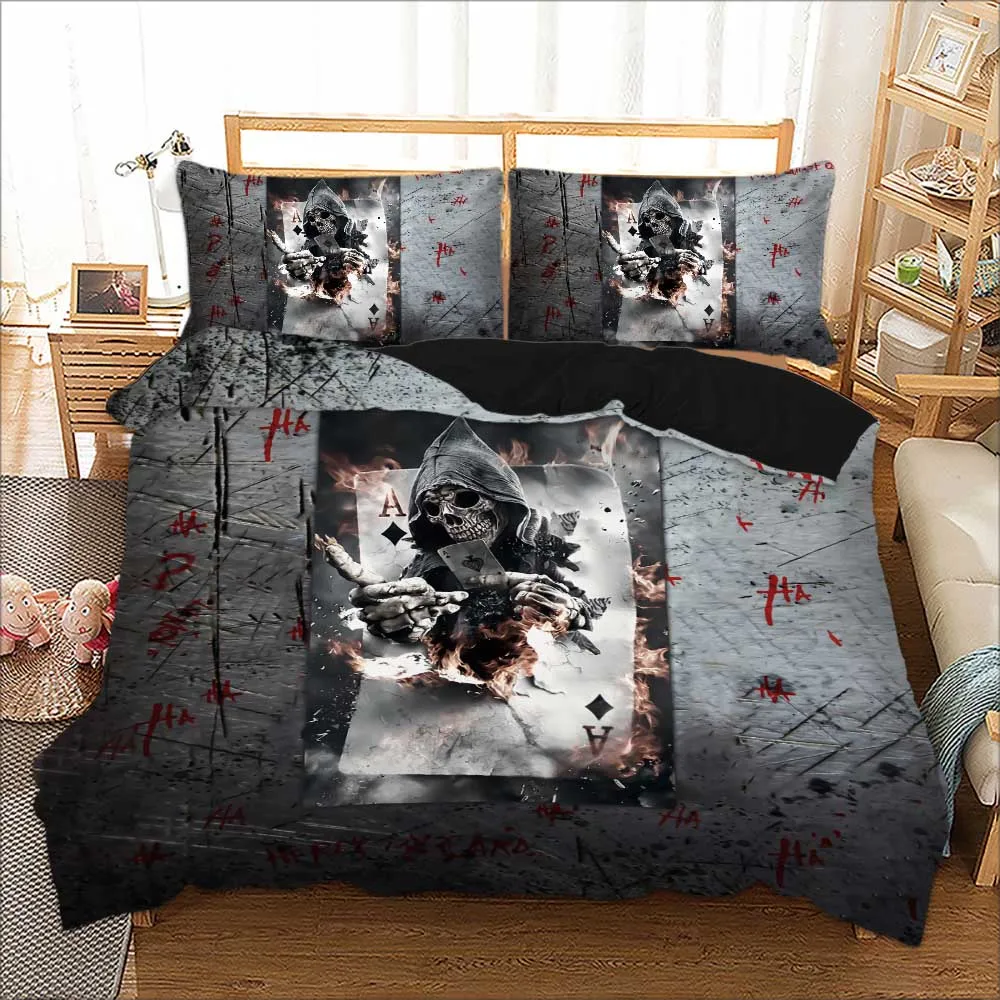 Хэллоуин Ужасный Череп печатных постельные принадлежности льняные наволочки мягкие удобные король США двойной красный одеяло кровать набор пододеяльн - Цвет: No-2