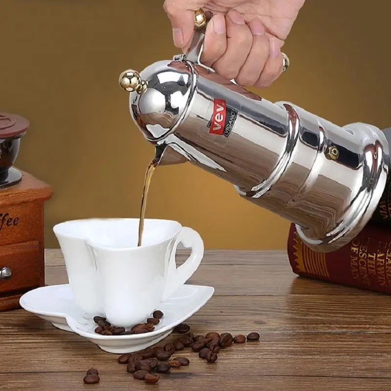 

200ml Stainless Steel Coffee Pot Moka Coffee Maker Teapot Mocha Stovetop Tools Filter Percolator Cafetiere Percolator Tool