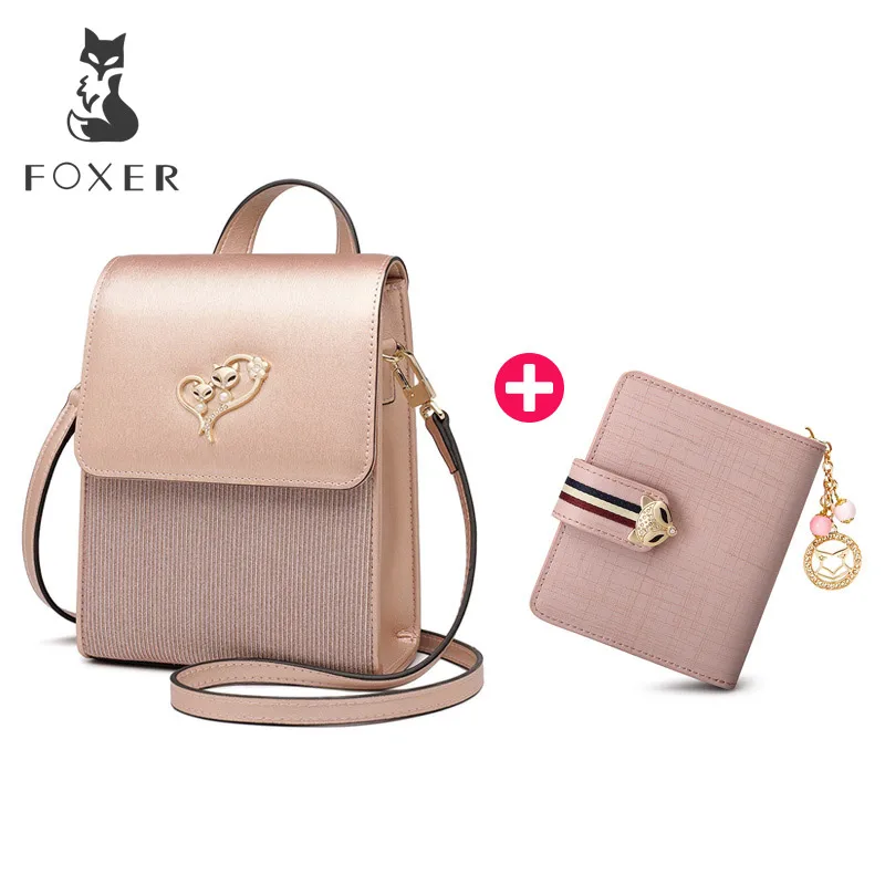 

FOXER Brand Women Bag Set Shoulder bag and wallet Collocation Colorful Fashion Female Leather Crossbody Bag Bundles