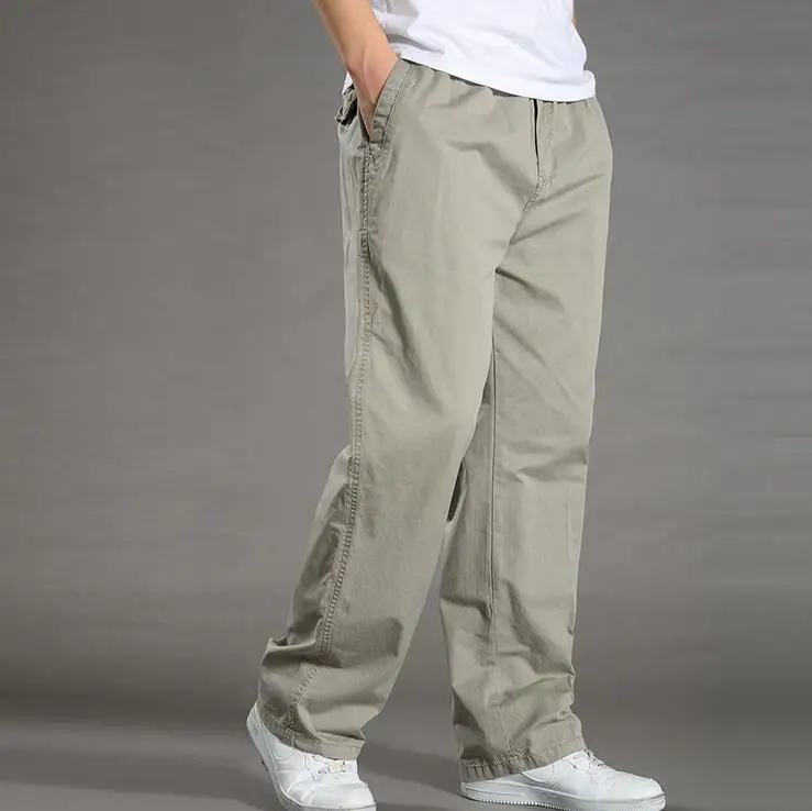 Качество летние легкие для мужчин штаны-карго мешковатые армейский зеленый брюки для работника Свободные повседневные штаны плюс разм