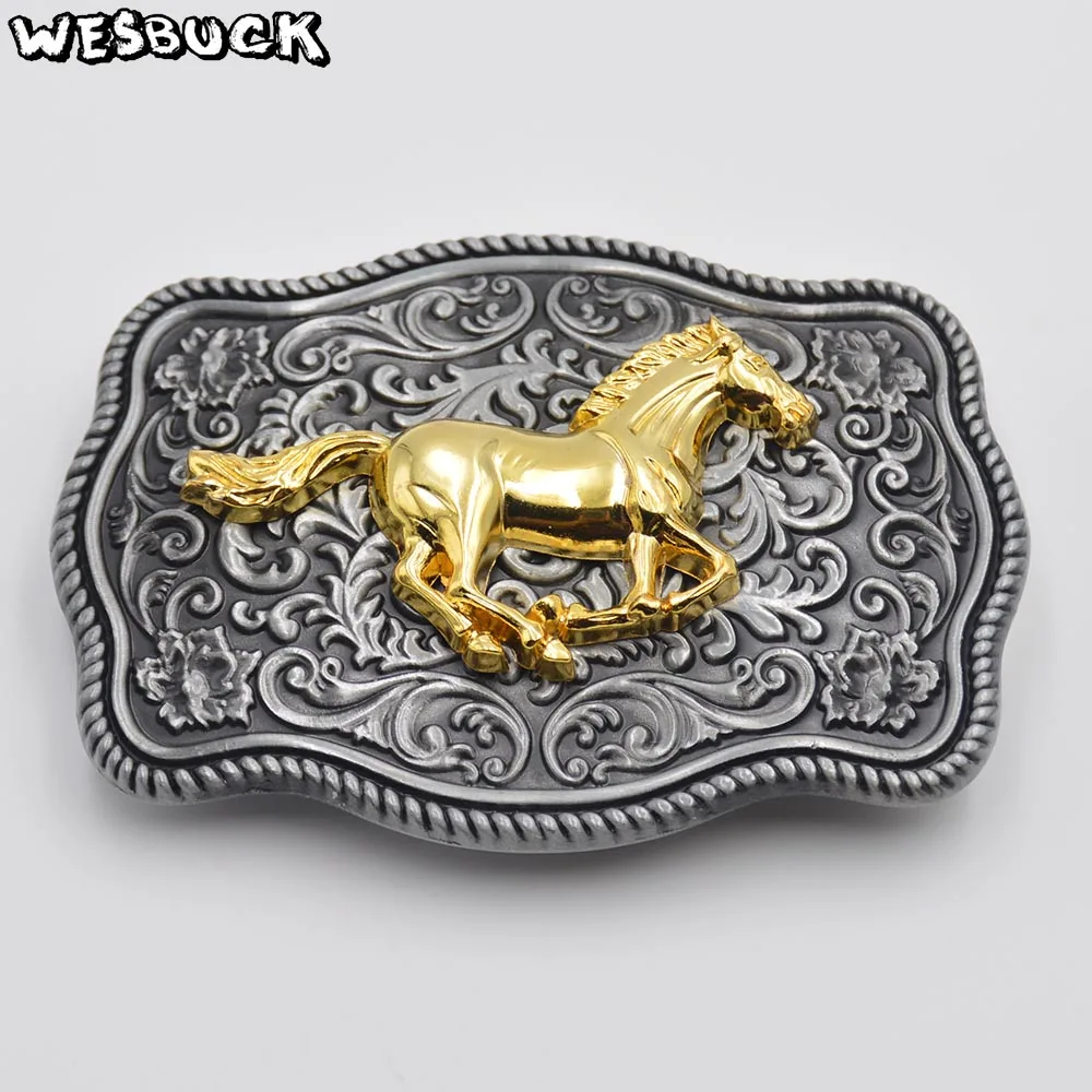 5 PCS موك WesBuck العلامة التجارية الذهب الحصان سباق حزام الابازيم للرجال النساء أبازيم 5 PCS موك WesBuck العلامة التجارية الذهب الحصان سباق حزام الابازيم للرجال النساء أبازيم