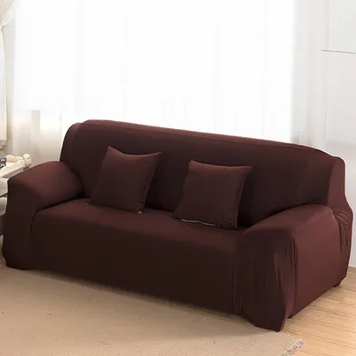 Сплошной цвет плотный все включено диван полотенце чехол стрейч ткань эластичный чехол на диван один/два/три/Четыре местный домашний декор - Цвет: coffee