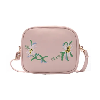 

Fashion embroidery floral Women bag high quality PU leather zipper Women shoulder bag crossbody bag casual simple handbags bag