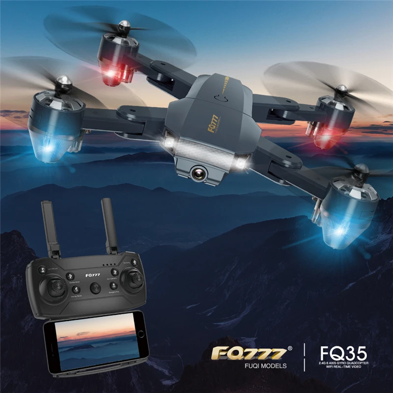 

FQ777 FQ35 WiFi FPV 100m with 720P HD Camera 3 Level Speed Altitude Hold Mode Foldable RC Drone with LED Light Quadcopter RTF