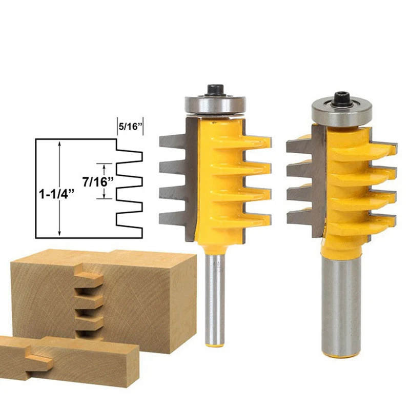 

1/4" Shank Rail Reversible Finger Joint Glue Router Bit Cone Tenon Woodwork Cutter Power Tools Milling Cutter For Wood