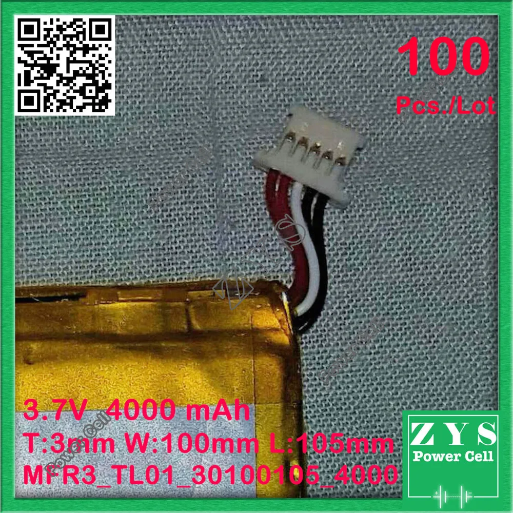 US $1.803.20 100 pcsLot Safety Packing 37V 4000mah Liion battery for Tablet PC with 5 pin connector 30100105mm 4000 mah