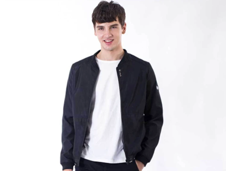 QQ001 Young Jacket Solid Polyester Conventional Rib Sleeve Standard White Black Zipper New Fashion Long |