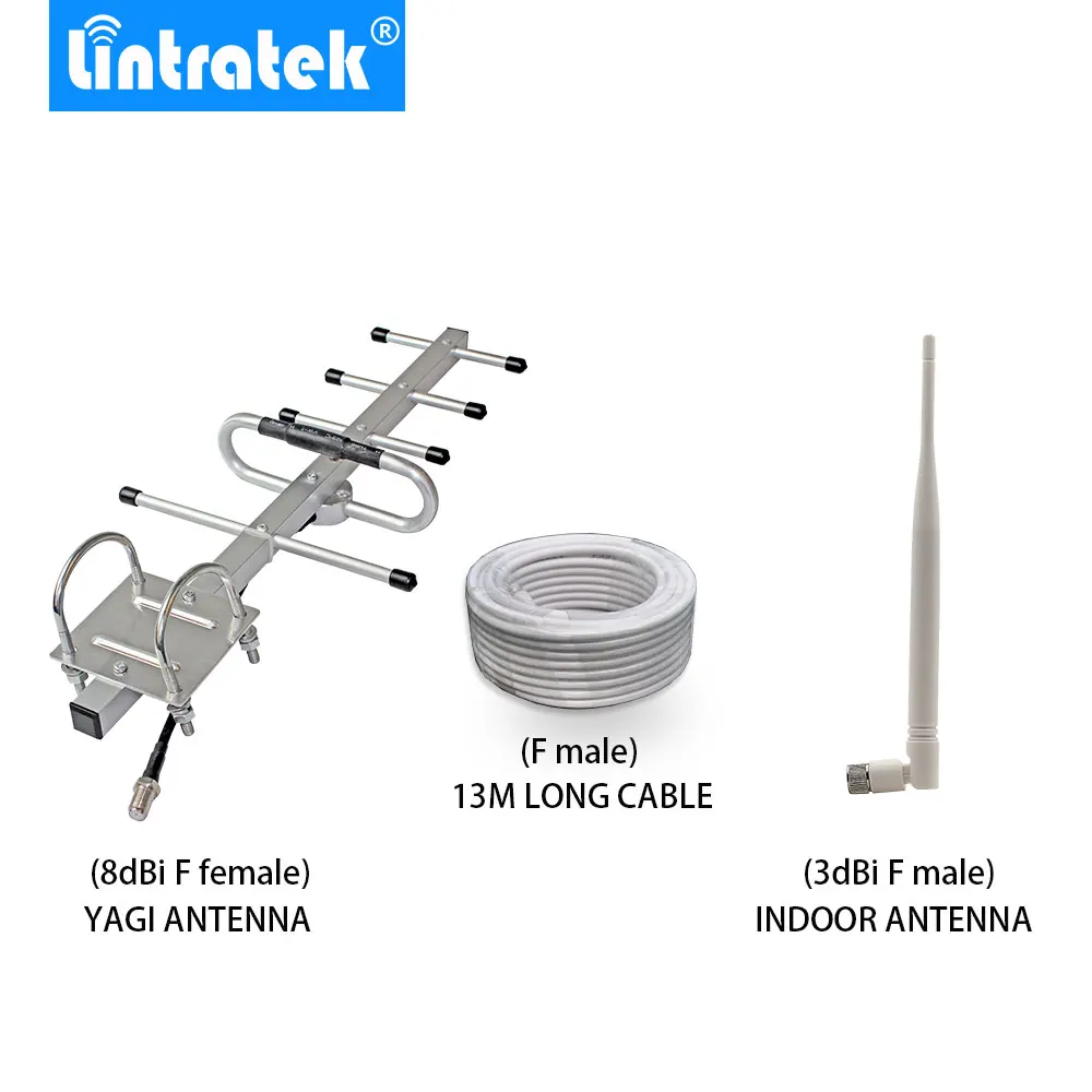 

F Connector 13 Meters Cable Antenna Full Set Accessories for GSM 900MHz /3G UMTS 850MHz F female Mobile Signal Repeater Booster@