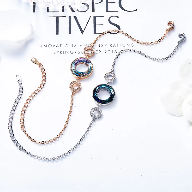 Женские золотые браслеты CDE украшенные кристаллами Swarovski модные круглые подарок