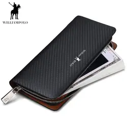 Williampolo модные брендовые мужские кошельки разделенная длинные бизнес мужской молния кошелек сцепления кошелек