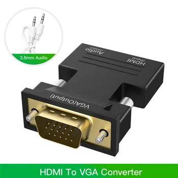 

HDMI to VGA Adapter With Audio Cable HD 1080P Digital To Analog Audio Video HDTV Converter Cable for Laptop PS3 Box Projector