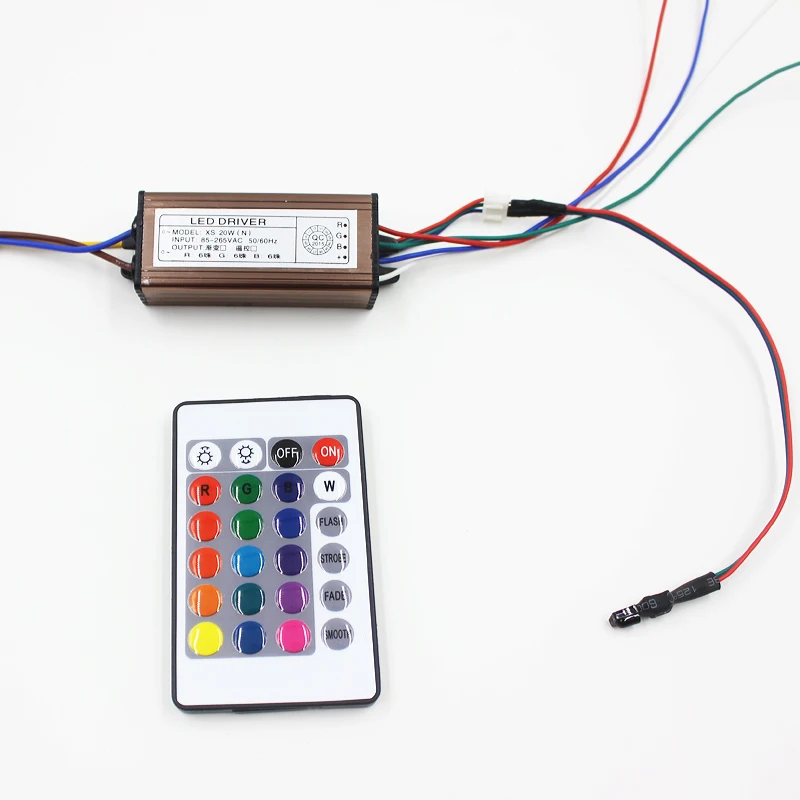 

20W RGB Led Light Driver Light Transformer External Constant Current Waterproof Aluminum Case+ Remote Controller Free shipping