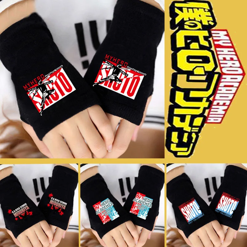

Men Women Japanese Anime Cartoon My Hero Academic Academy One For All Bakugou Winter Warm Half Finger Glove Cosplay Accessories