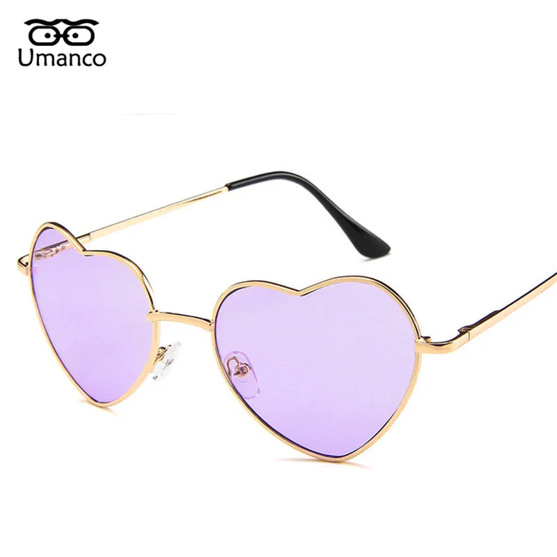 

Umanco Retro Gold Frame Love Heart Sunglasses Women Vintage Fashion Metal Sun Glasses Charming Purple/Red/Blue Shades Eyewears
