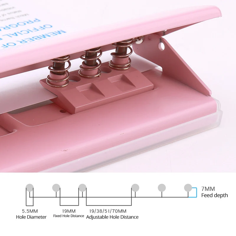 Металлический 6 дырокол, Розовый Крафт, дырокол, резак для бумаги, регулируемый DIY A4 A5 A6, дырокол для скрапбукинга, канцелярские принадлежности