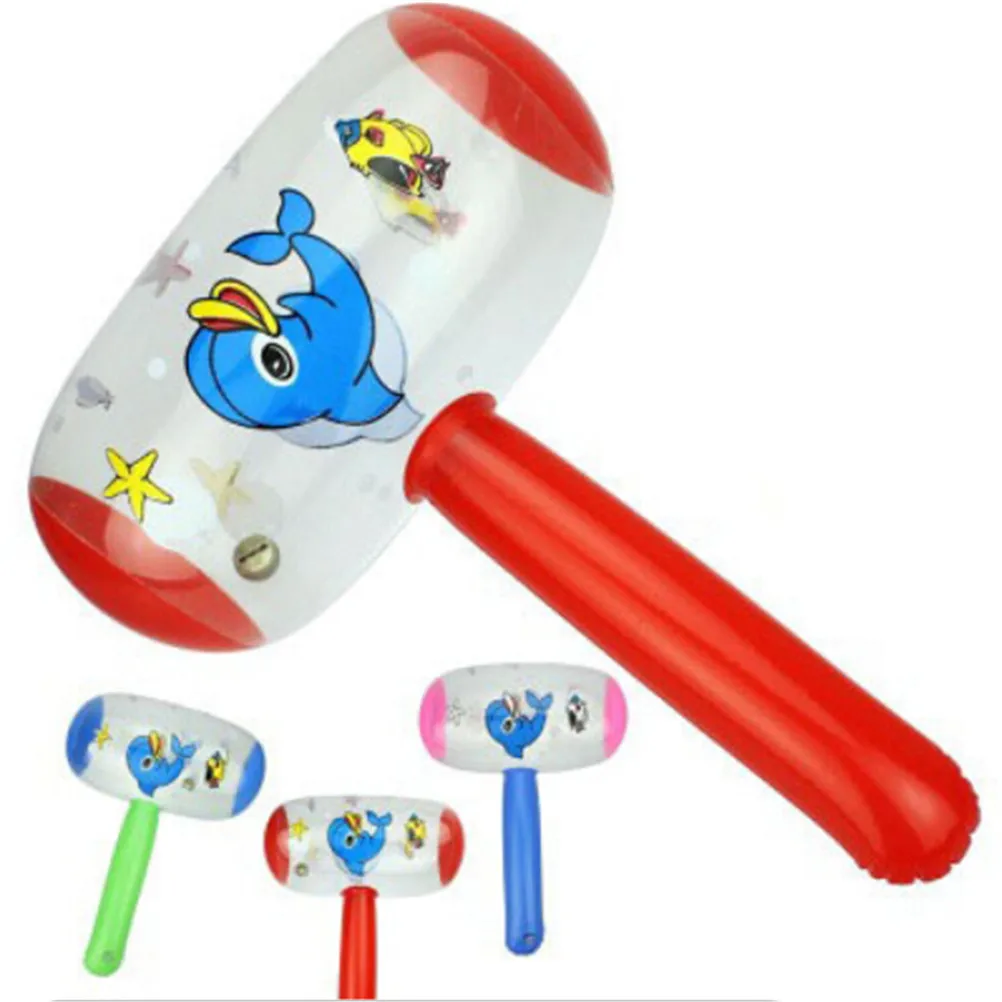 1Pc Cute Cartoon Inflatable Hammer Air Hammer With Bell Kids Children Blow Up Noise Maker Toys Color Random