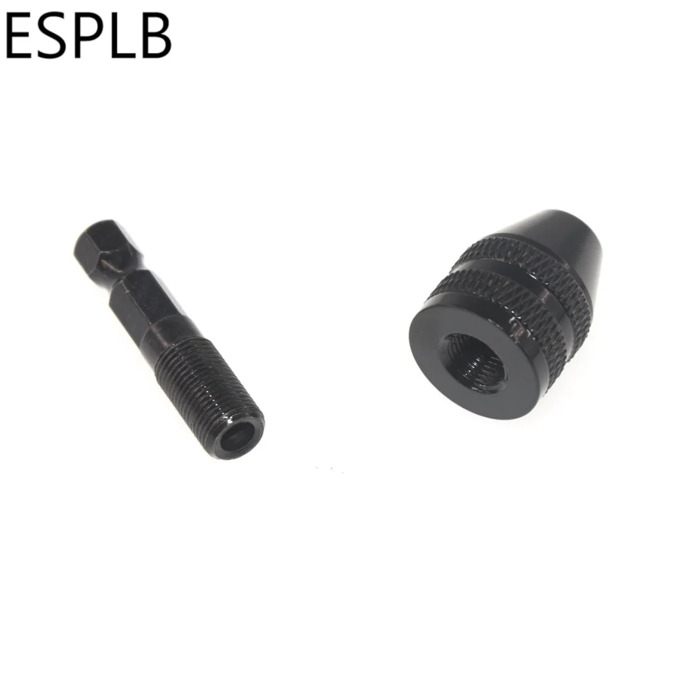 ESPLB Aluminum Alloy 0.3-3.6mm Mini Keyless Drill Bit Chuck Screwdriver Adapter 1/4" Hex Shank Milling Cutters with Quick-change
