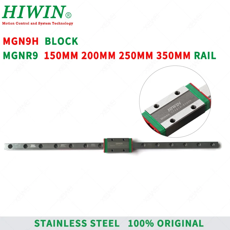 HIWIN الفولاذ الصلب MGN9 150 مللي متر 250 مللي متر 350 مللي متر دليل خطي السكك الحديدية مع كتل الشرائح عربات MGN9H MGN9 سلسلة ل 3D طابعة