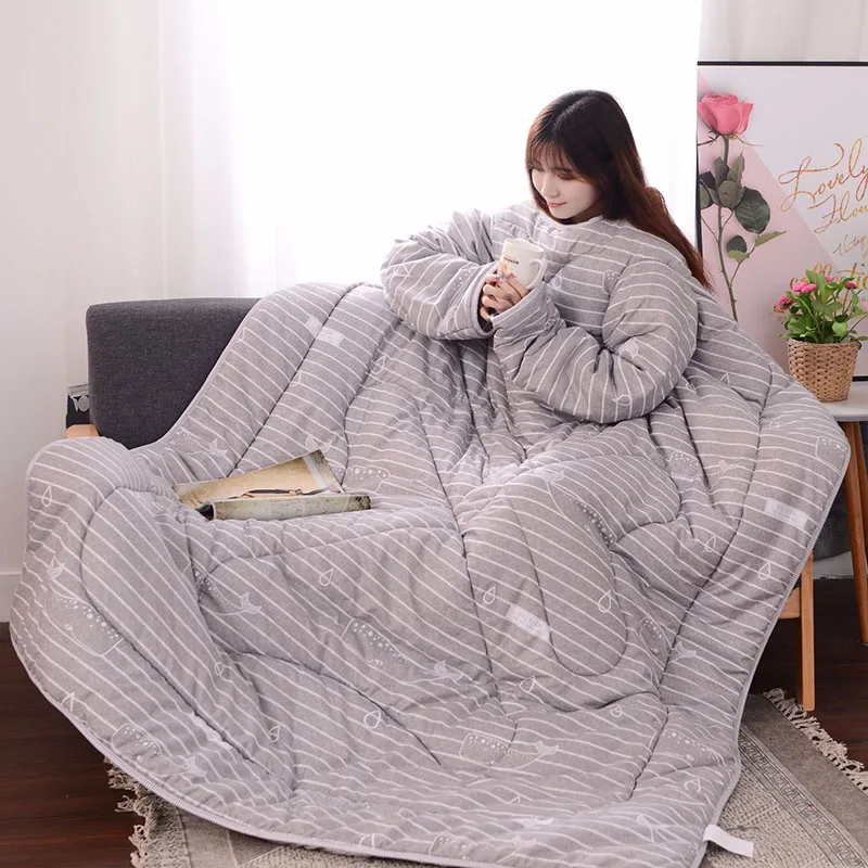 

winter Comforters autumn Lazy Quilt with Sleeves family Blanket Cape Cloak Nap Blanket Dormitory Mantle Covered Blanket