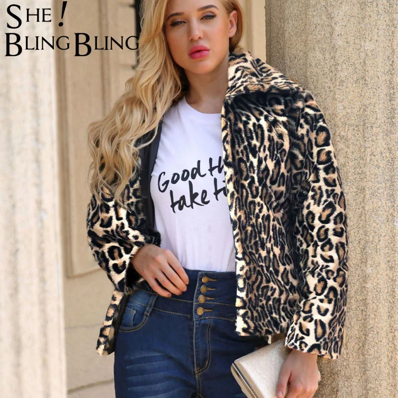 SheBlingBling плотная теплая верхняя одежда зимняя женская модная леопардовая куртка с