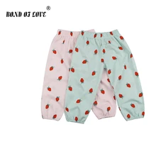 Детские штаны для мальчиков и девочек штаны с героями мультфильмов с принтом клубники хлопковые длинные штаны для новорожденных Одежда для маленьких девочек